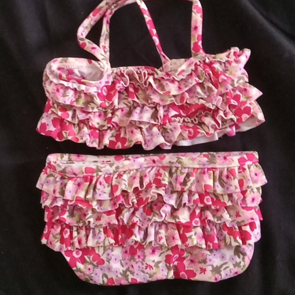 Baby Gap ruffles flower print swim suit